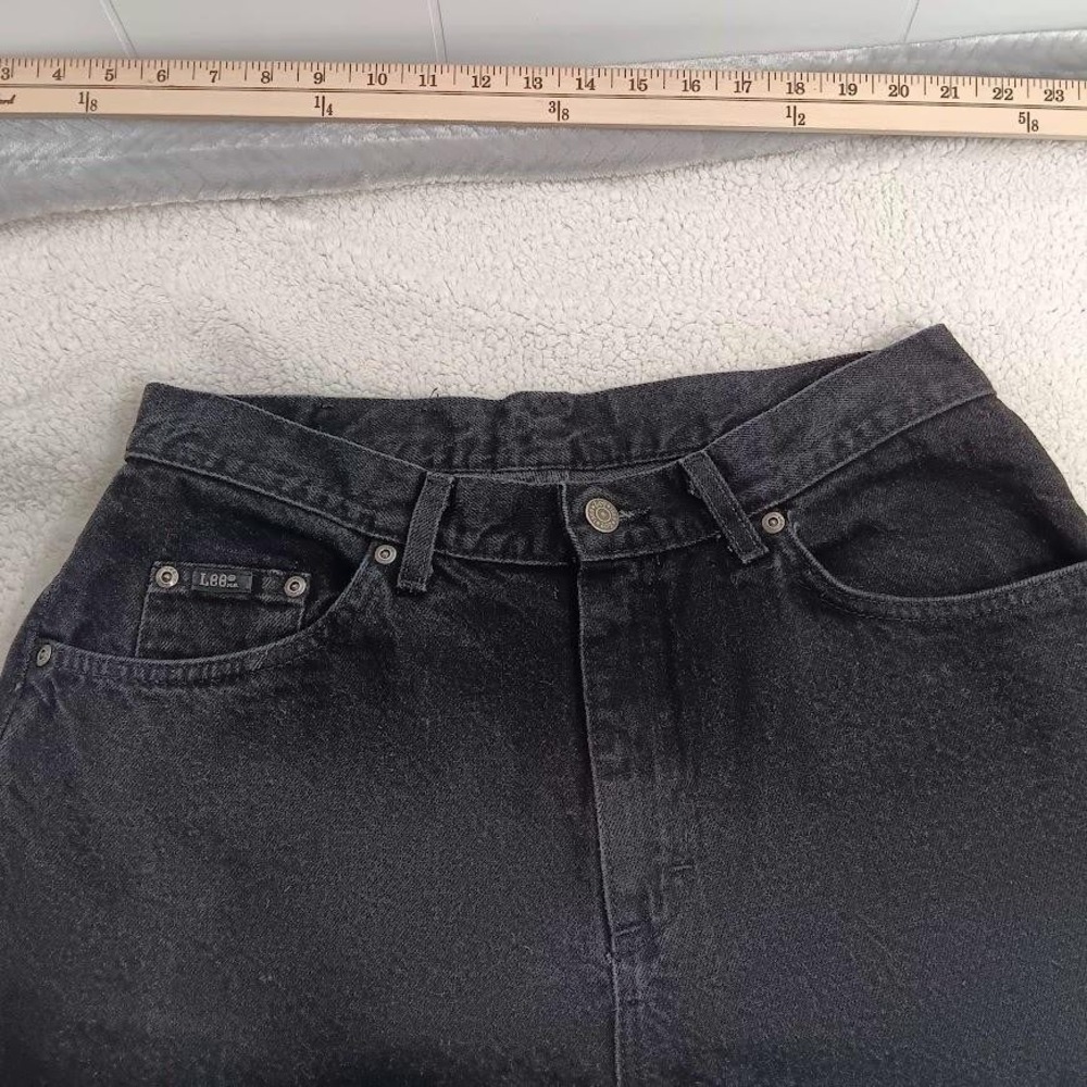 Vintage Lee Jeans Womens 12 Black High Rise Tapered Leg Denim 90s USA Classic - Picture 5 of 14